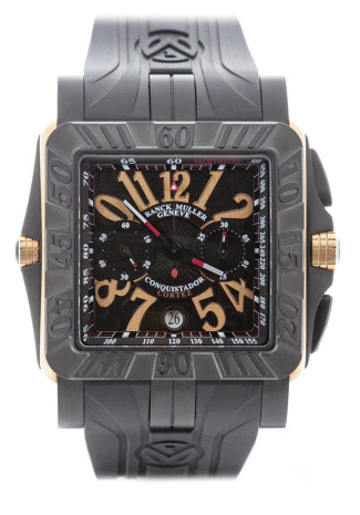 Franck Muller Conquistador Cortez Pink gold Black dial black rubber bracelet 10900 CC DT GPG