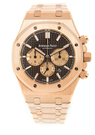 Audemars Piguet Royal Oak Selfwinding Chronograph 41mm 18ct Pink Gold Case with Chocolate "Grande Tapisserie" dial and 18carat gold bracelet 26331OR.OO.1220OR.02 NEW