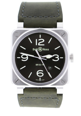 Bell & Ross BR 03-92 Grey Lum 42mm Steel Case Grey Dial Grey Leather Strap BR0392-GC3-ST/SCA