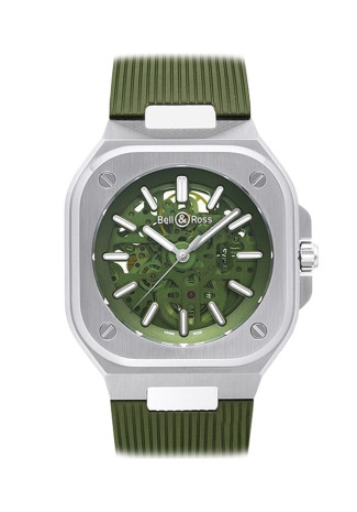 oss BR05 40mm Steel Case Skeleton Green Dial Green Rubber Strap Limited to 500 pcs BR05A-GN-SKST/SRB