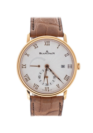 Blancpain Villeret Ultraplate 40mm Red Gold Case Silver Dial Brown Alligator Strap 6606A-3642-55A
