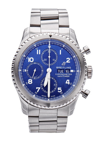 Breitling Navitimer 8 Chronograph Day Date 43mm Steel Case Blue Dial Steel Bracelet A13314101C1A1