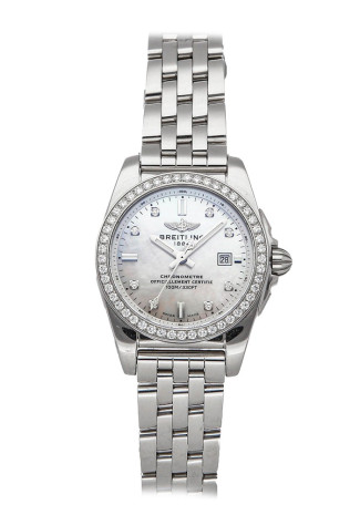 Breitling GALACTIC 29 SLEEK Stainless Steel & Tungsten Diamond 29mm Mother of Pearl Steel bracelet A7234853/A785 NEW