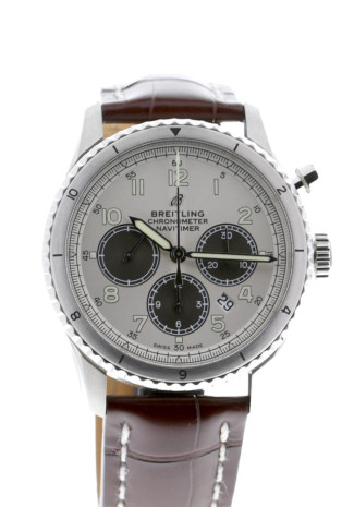 Breitling Navitimer 8 B01 Chronograph 43mm Steel Case White Panda Dial Brown Crocodile Strap Limited Edition AB01171A1G1P1