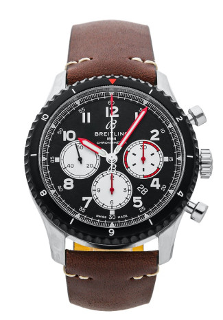 Breitling Aviator 8 BO1 Mosquito Chronograph 43mm Steel Case Black Dial Brown Leather Strap AB01194A1B1X2