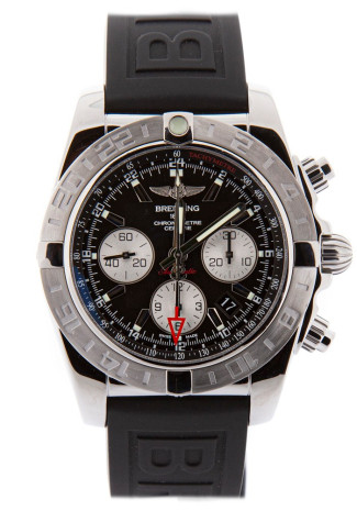Breitling Chronomat 44 GMT Chronograph Black Dial Rubber Strap