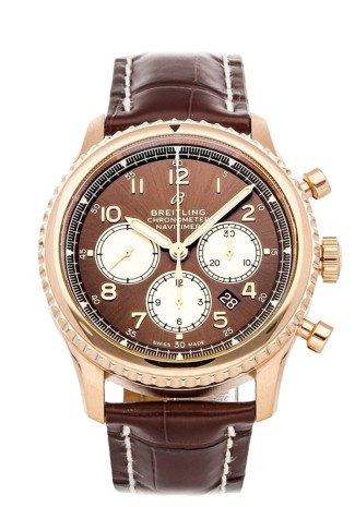 Breitling Navitimer 8 B01 Chronograph Red Gold Brown Dial Brown Alligator Strap RB0117131Q1P1