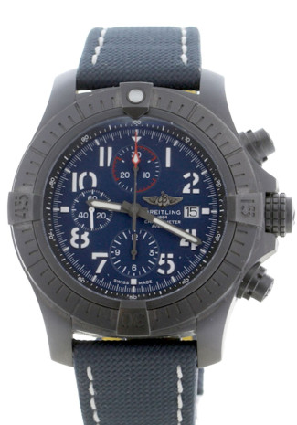 Breitling Super Avenger Chronograph 48mm Night Mission DLC-Coated Titanium case blue dial blue Textile bracelet V13375101C1X2