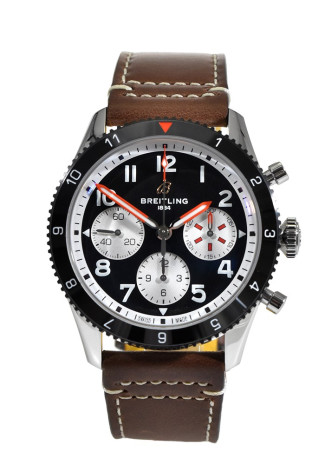 Breitling Classic Avi Chronograph Mosquito 42mm Steel Case Black Dial Calfskin Strap Y233801A1B1X1