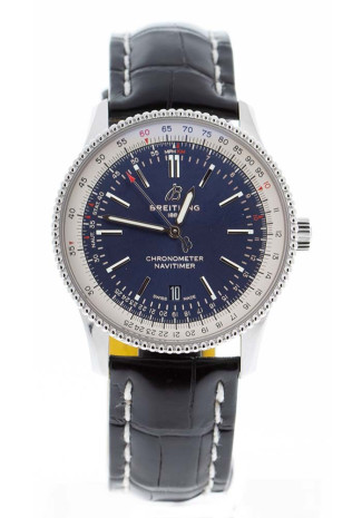 Breitling Navitimer 41 Automatic Steel Blue Dial Blue Alligator Strap A17326211C1P4 NEW