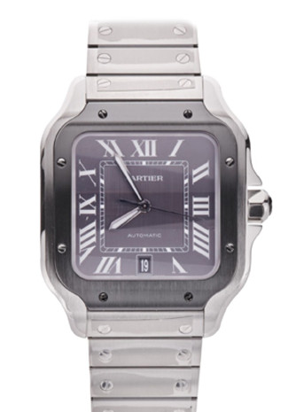 Cartier Santos De Cartier Large Mens Watch Steel Black dial WSSA0037 NEW
