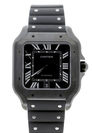 Cartier Santos de Cartier Large 40mm Steel Case Black Dial Black Crocodile Strap WSSA0039