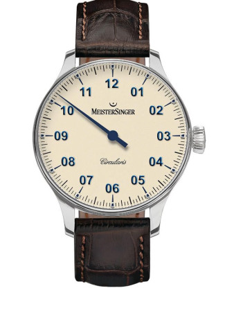 Meistersinger Circularis Brown leather strap Ivory dial CC303
