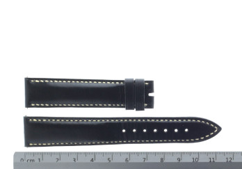 Leather Strap Black with White Stitching