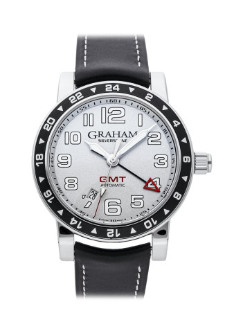 Graham Silverstone 42mm Steel Case Silver Dial Black Leather Bracelet 2TZAS.S01A NEW
