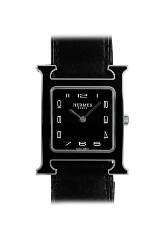 Hermes Heure H 26mm Steel Case Black dial Leather Bracelet HH1.521 