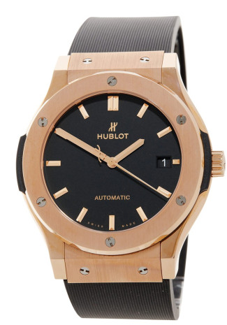 Hublot Classic Fusion King Gold 45mm Black Dial Rubber 511.OX.1181.RX NEW