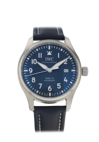 IWC Pilot's Watch Mark XX 40mm Steel case Blue dial Calfskin Bracelet IW328203
