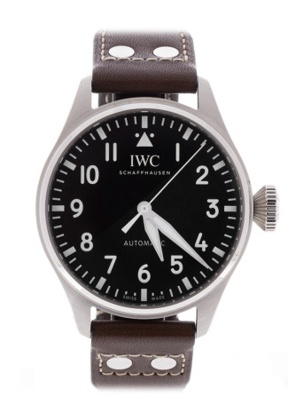 IWC Pilot Big Pilot's Watch 43mm Steel Case Black Dial Brown Calfskin Strap IW329301