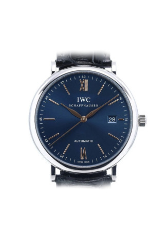IWC Portofino Automatic 40mm Steel Blue dial Crocodile Skin bracelet IW356501