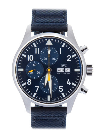 IWC Pilot's Watch Chronograph 43mm Steel Case Blue Dial Calfskin Strap IW377729