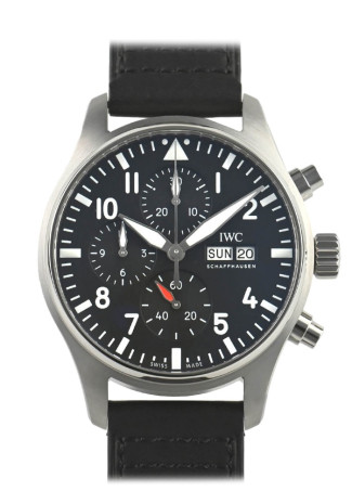IWC Pilot's Watch Chronograph 43mm Steel Case Black Dial Calfskin Bracelet  IW378001