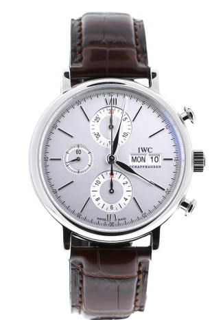IWC Portofino Chronograph Automatic Silver plated white dial NEW IW391027