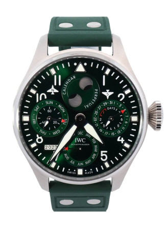 IWC Pilot Big Pilot's Watch Perpetual Calendar 46mm Steel Case Green Dial Green Rubber Strap 