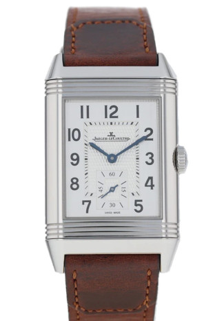 Jaeger-LeCoultre Reverso Classic Duoface Small Seconds 47mm x 28mm Steel Case Silver Dial Leather bracelet Q3848422