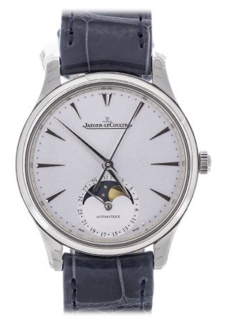 Jaeger LeCoultre Master Ultra Thin Moon 34mm Steel case Blue dial Crocodile Strap 1258420