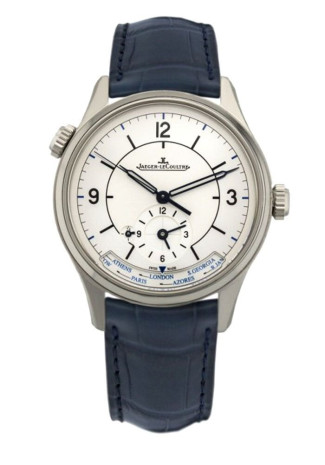 Jaeger LeCoultre Master Geographic Silver Dial Blue Crocodile Strap 1428530