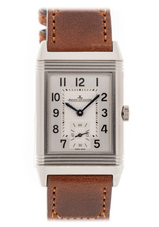 Jaeger-LeCoultre Reverso Classic Medium Small Seconds Steel Grey Dial Brown Leather Bracelet Q2438522 NEW