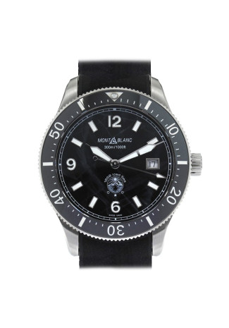Montblanc 1858 Iced Sea Automatic Date 41mm Steel Case Black Dial Rubber Bracelet MB129372 