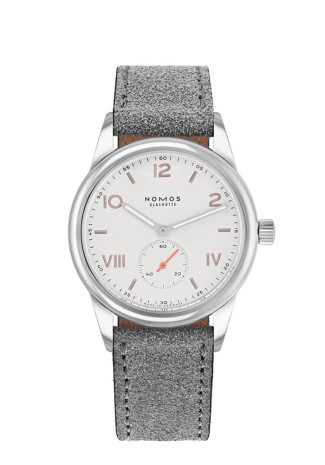 Nomos Club Campus 36 mm Manual Wound Steel Case White Dial Grey Leather Strap 709 NEW