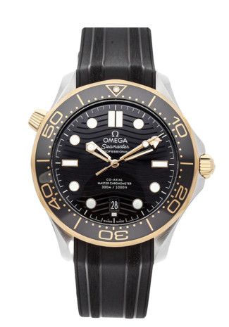 Omega Seamaster Diver 300M Master Co-Axial 42mm Steel & Yellow Gold Case Black Dial Black Rubber Strap 210.22.42.20.01.001