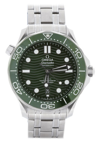 Omega Seamaster Diver 300M Master Co-Axial 42mm Steel Case Green Dial Steel Bracelet 210.30.42.20.10.001