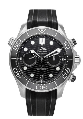 Omega Seamaster Diver 300M Master Co-Axial Chronograph 44mm Steel Case Black Dial Black Rubber Strap 210.32.44.51.01.001