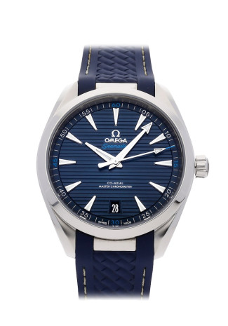 Omega Seamaster Aqua Terra Co-Axial Master Chronometer 41mm Steel Case Blue Dial Blue Rubber Strap 220.12.41.21.03.002