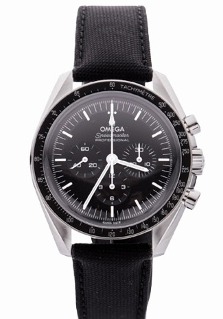 Omega Speedmaster Moonwatch Professional Co-Axial Master Chronometer Chronograph 42mm Steel Case Black Dial Nylon Strap 310.32.42.50.01.001