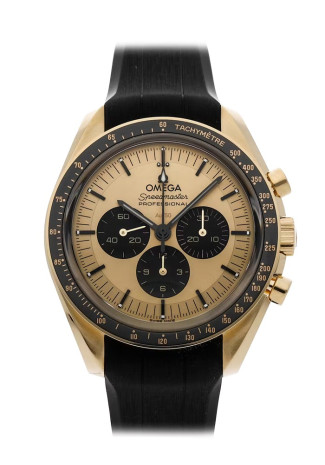 Omega Speedmaster Moonwatch Professional Co-Axial Master Chronometer Chronograph 42mm Gold Case Yellow Dial Rubber Strap 310.62.42.50.99.001