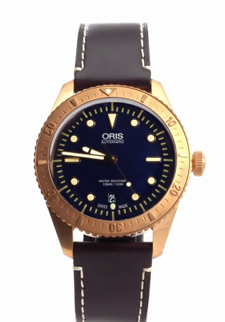Oris Divers Carl Brashear 42mm Bronze Case Blue Dial Brown Calfskin Strap Limited edition 01 733 7720 3185 2016