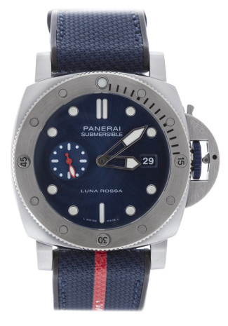 Panerai Submersible QuarantaQuattro Luna Rossa 44mm Steel Blue dial Textile bracelet Limited Edition PAM01391