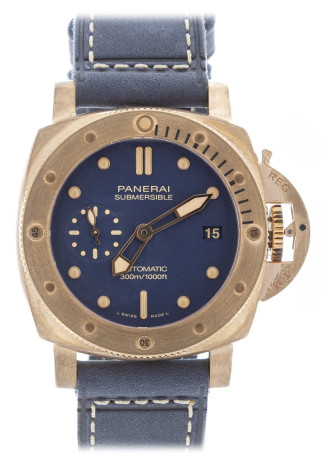 Panerai Submersible Bronzo Blu Abisso 42mm bronze Blue dial Blue Calfskin bracelet LIMITED EDITION PAM01074 