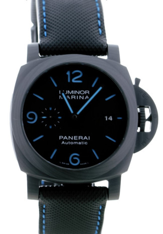 Panerai Luminor Marina Carbotech 44mm Black dial black textile strap PAM01661 NEW