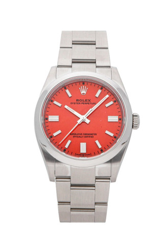 Rolex Oyster Perpetual 36mm Steel Case Coral Red Dial Oyster Bracelet 126000