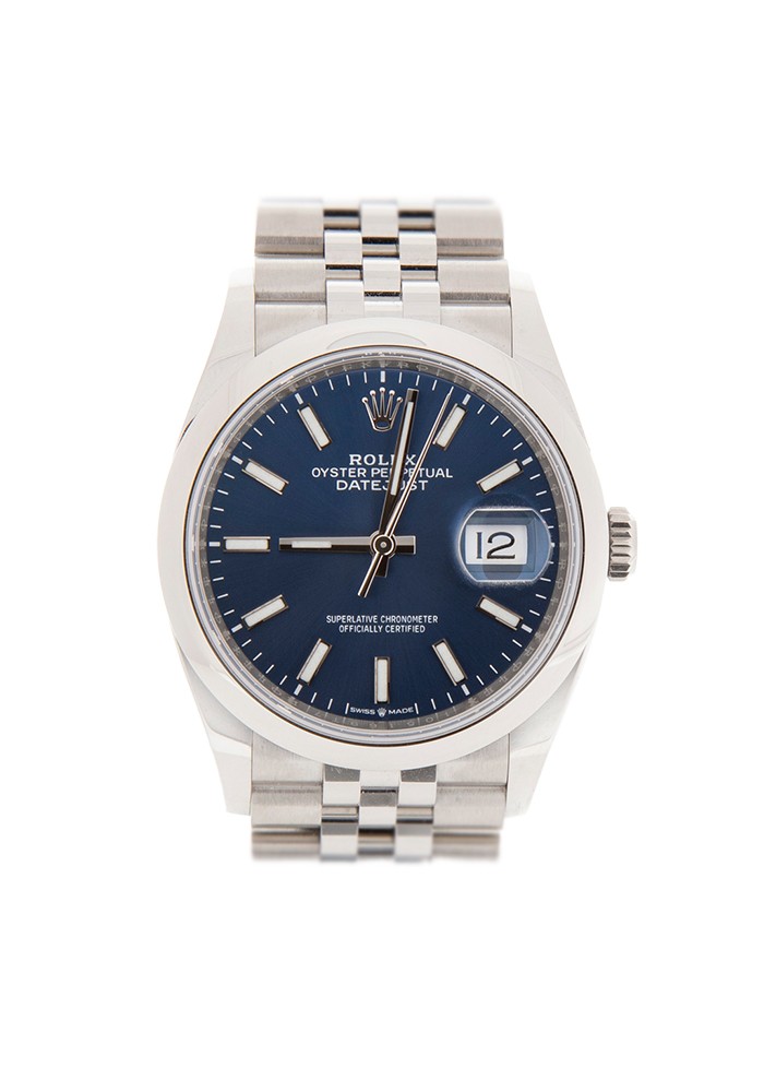 Rolex Datejust 36 with Blue Index Dial 18k Gold Fluted Bezel Oyster Bracelet  with Box and Papers model 116234 | Sansom Watches, Rolex, Breitling, Omega,  and more
