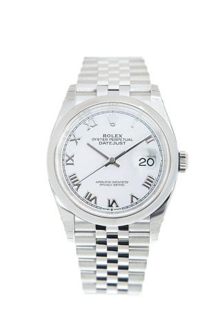 Rolex Datejust 36 mm Steel Case White roman Dial Jubilee Bracelet 126200 