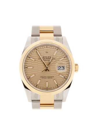 Rolex Datejust 36mm Steel & Yellow Gold Case Champagne fluted motif Dial Oyster Bracelet 126203