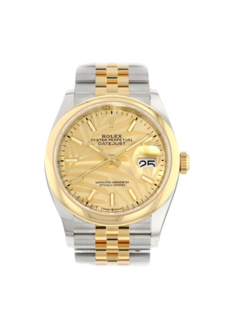 Rolex Datejust 36 Steel/yellow gold Champagne Palm dial Jubilee bracelet 126203