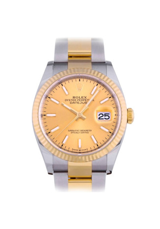Rolex Datejust 36mm Steel & Yellow Gold Case Fluted Bezel Champagne Dial Oyster Bracelet 126233